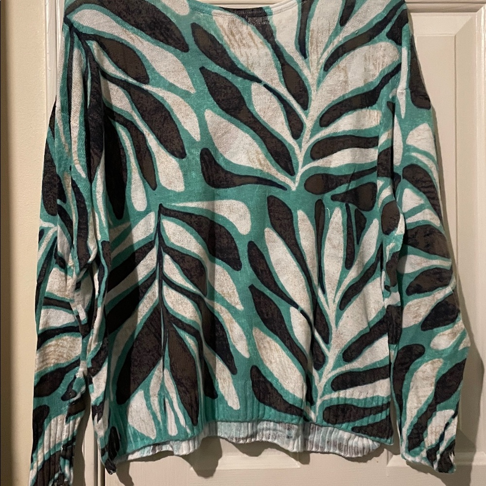 NIC+ZOE Teal and Black Knit Top NWOT - Picture 5 of 16